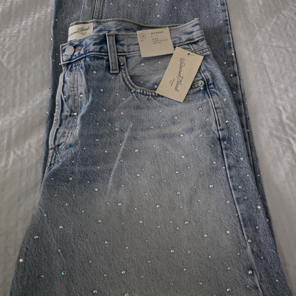 Universal Thread 90s Baggy Rhinestone Denim Jeans - Picture 4 of 4